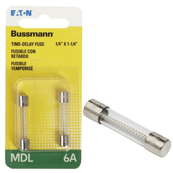 BP/MDL-6 Bussmann 6A MDL Glass Tube Electronic Fuse (2-Pack)