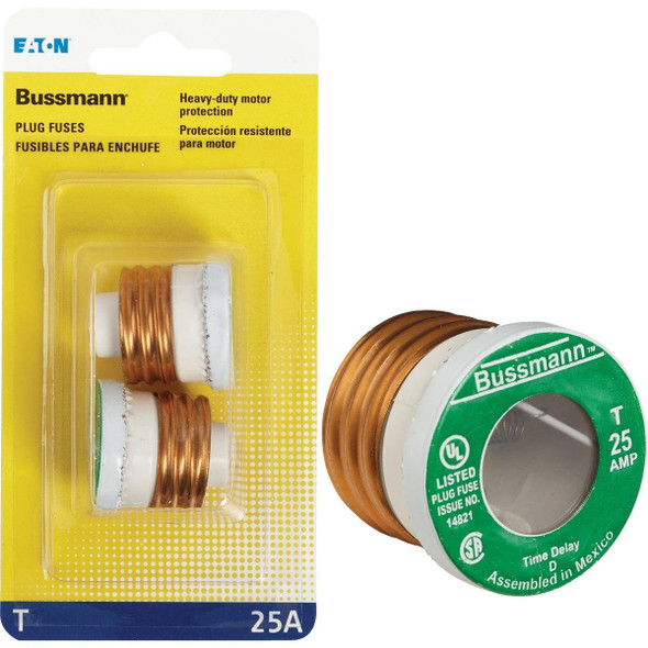 BP/T-25 Bussmann 25A T Time-Delay Plug Fuse (2-Pack)