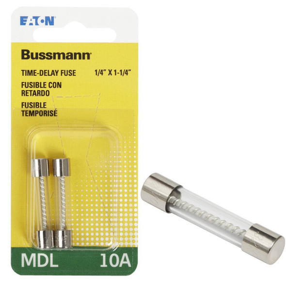 BP/MDL-10 Bussmann 10A MDL Glass Tube Electronic Fuse (2-Pack)