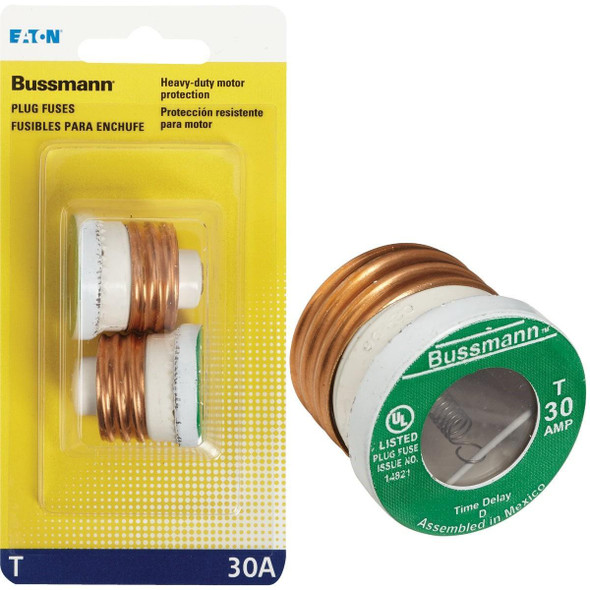 BP/T-30 Bussmann 30A T Time-Delay Plug Fuse (2-Pack)