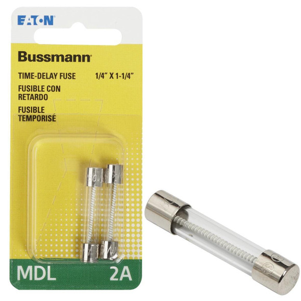 BP/MDL-2 Bussmann 2A MDL Glass Tube Electronic Fuse (2-Pack)
