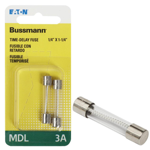 BP/MDL-3 Bussmann 3A MDL Glass Tube Electronic Fuse (2-Pack)