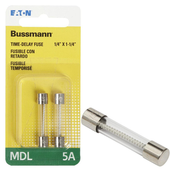 BP/MDL-5 Bussmann 5A MDL Glass Tube Electronic Fuse (2-Pack)