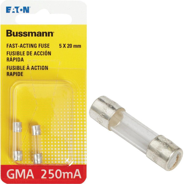 BP/GMA-250MA Bussmann 250A GMA Glass Tube Electronic Fuse (2-Pack)