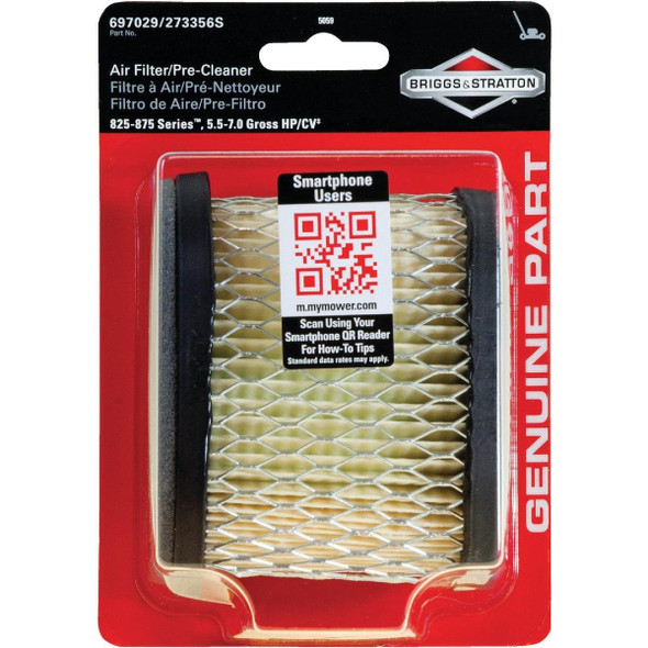 5059K Briggs & Stratton 5.5 To 6.75 HP Paper Engine Air Filter with Pre-Cleaner