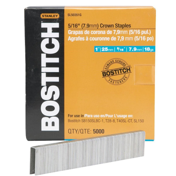 SL50351G Bostitch 18-Gauge 5/16 In. x 1 In. Pneumatic Cap Staples (5000 Ct.)