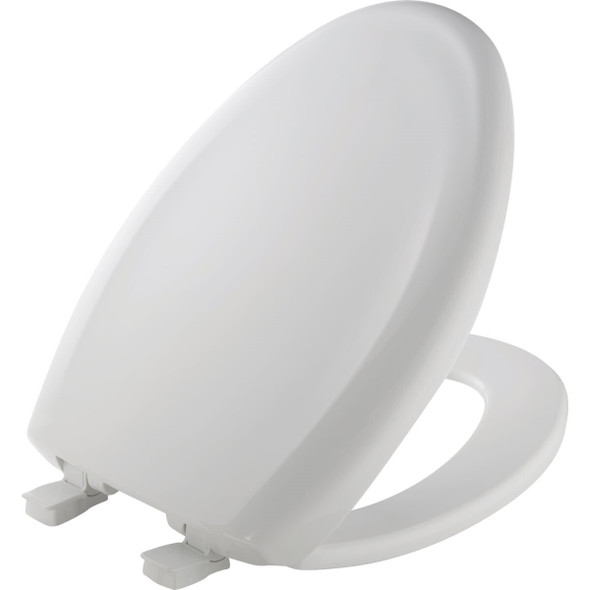 187SLOW-000 Mayfair Elongated Closed Front Premium Sweptback Slow-Close White Plastic Toilet Seat