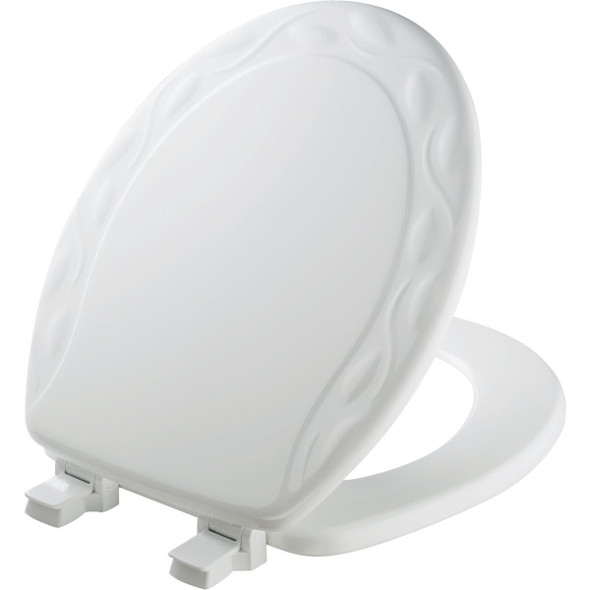 34ECA000 Mayfair Round Closed Front Designer Sculptured Ivy White Wood Toilet Seat