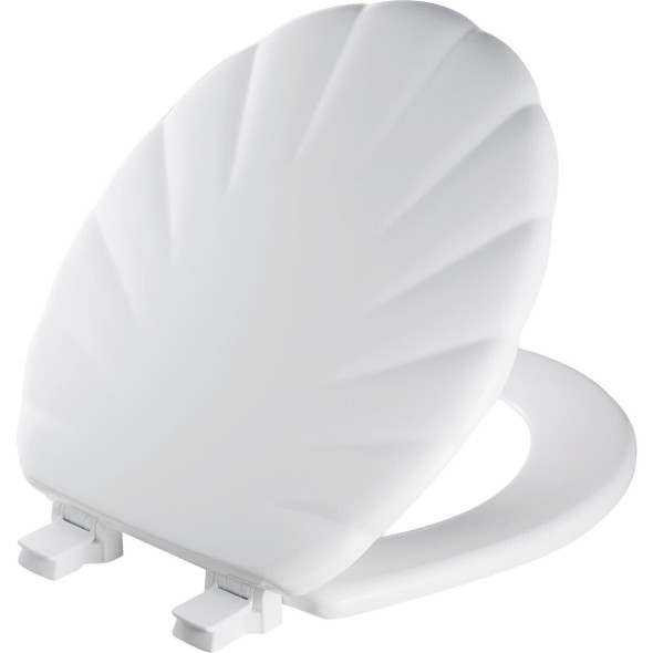 22ECA000 Mayfair Round Closed Front Designer Sculptured Shell White Wood Toilet Seat