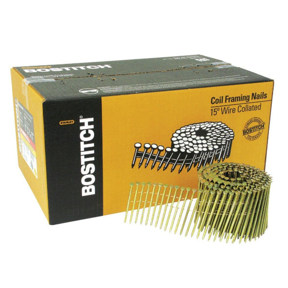 C12P120DG Bostitch 15 Degree Wire Weld Galvanized Coil Framing Nail, 3-1/4 In. x .120 In. (2700 Ct.)
