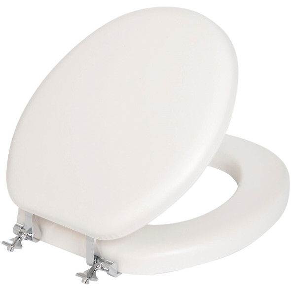 815CP_000 Mayfair by Bemis Round Closed Front White Premium Soft Toilet Seat with Chromes Hinges