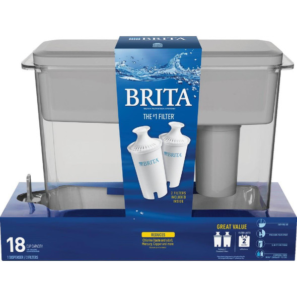 350344 Brita 18 Cup Gray Ultramax Filtered Water Dispenser