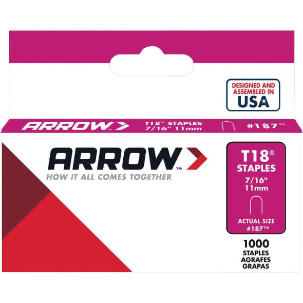 187 Arrow T18 Round Crown Cable Staple, 7/16 In. (1000-Pack)