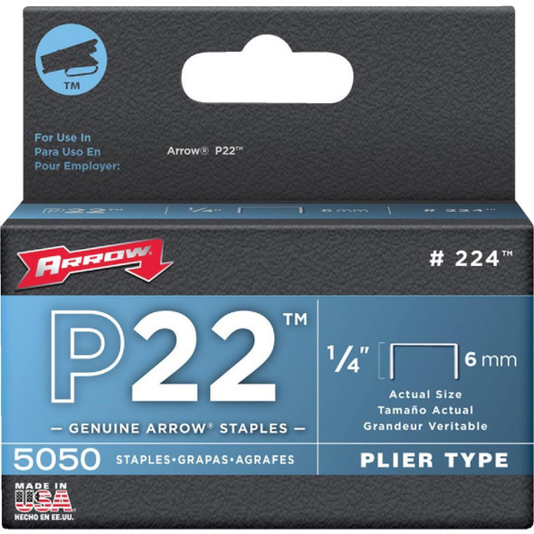 224 Arrow P22 Plier Type Staple, 1/4 In. (5050-Pack)
