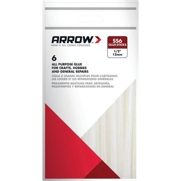 SS6 Arrow 4 In. Standard Clear Slow Set Hot Melt Glue (6-Pack)