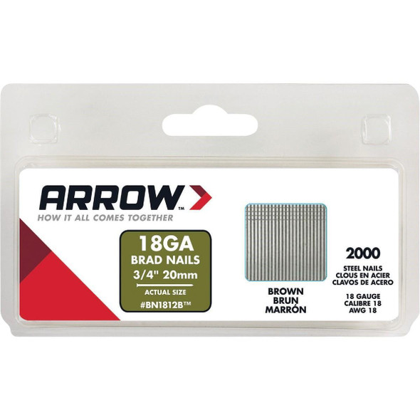 BN1812BCS Arrow 18-Gauge Brown Steel Brad Nail, 3/4 In. (2000-Pack)