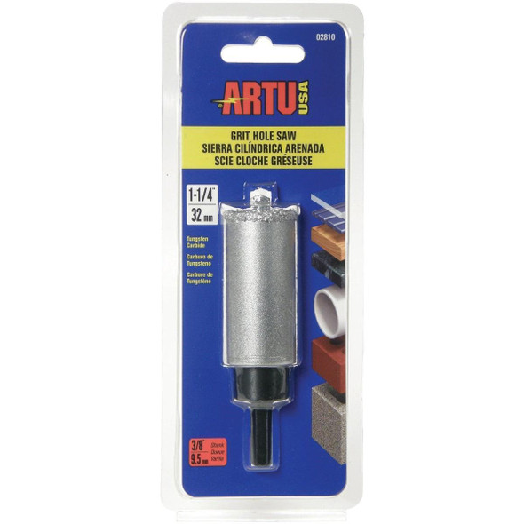 02810 ARTU 1-1/4 In. Tungsten Carbide Grit Hole Saw with Arbor and Pilot Bit