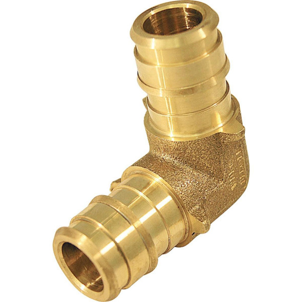EPXE1234 Apollo Retail 1/2 In. Barb x 3/4 In. Barb 90 Deg. Brass Reducing PEX Elbow, Type A (1/4 Bend)