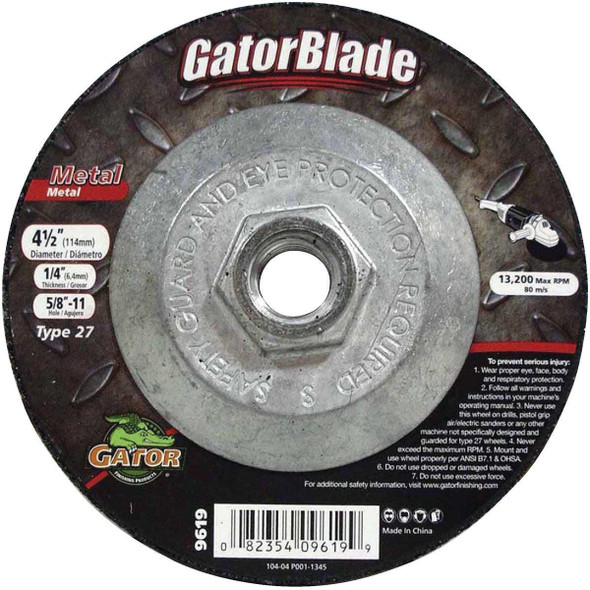 9619 Gator Blade Type 27 4-1/2 In. x 1/4 In. x 5/8 In.-11 Metal Cut-Off Wheel