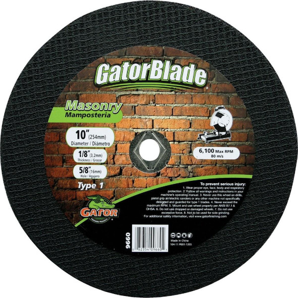 9660 Gator Blade Type 1 10 In. x 1/8 In. x 5/8 In. Masonry Cut-Off Wheel