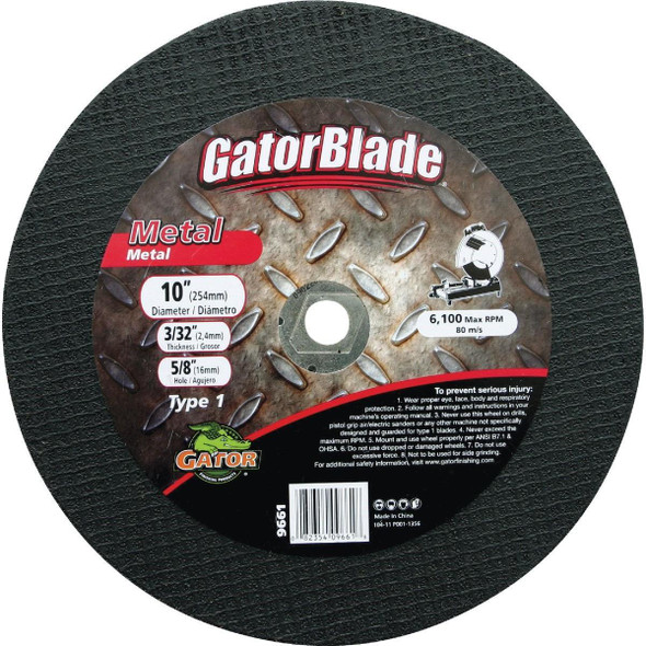 9661 Gator Blade Type 1 10 In. x 3/32 In. x 5/8 In. Metal Cut-Off Wheel