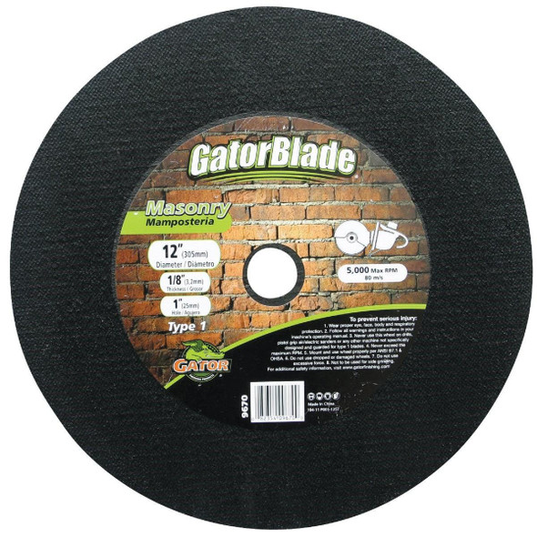 9670 Gator Blade Type 1 12 In. x 1/8 In. x 1 In. Masonry Cut-Off Wheel