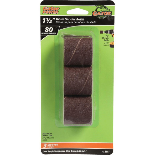 6087 Gator 1-1/2 In. x 1-1/2 In. 80 Grit Drum Sander Refills (3-Pack)