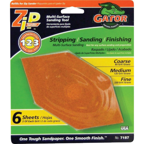 7187004 Gator Assorted Zip Hand Sander Refill (6 Count)