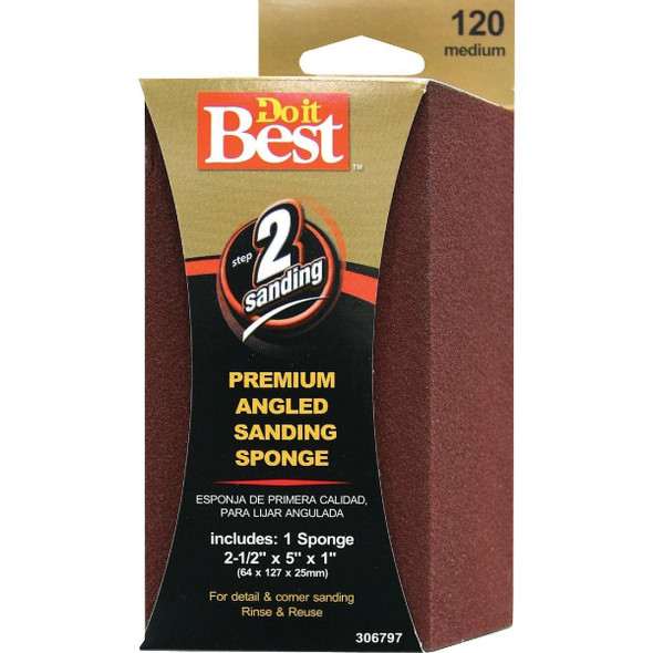 7305004 Angled 2-1/2 In. x 5 In. x 1 In. 120 Grit Medium Sanding Sponge