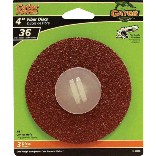 3063 Gator 4 In. 36 Grit Fiber Disc (3-Pack)