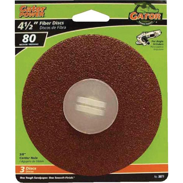 3071 Gator 4-1/2 In. 80 Grit Fiber Disc (3-Pack)