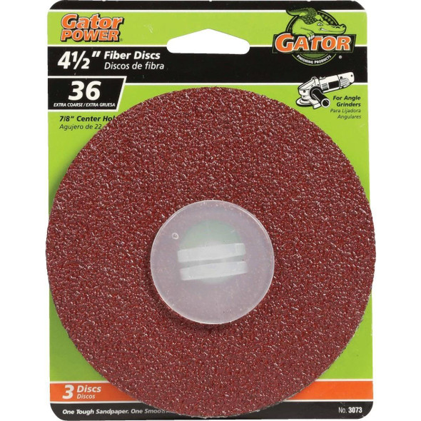 3073 Gator 4-1/2 In. 36 Grit Fiber Disc (3-Pack)