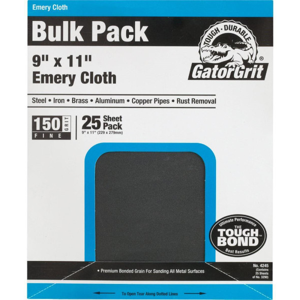 4245 Gator 9 In. W x 11 In. L 150 Grit Emery Cloth (25-pack)