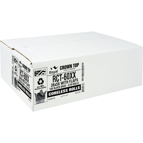 RL-3858XXH Aluf Plastics 60 Gal. 1.5 Mil. Black Low Density Can Liner (100-Count)