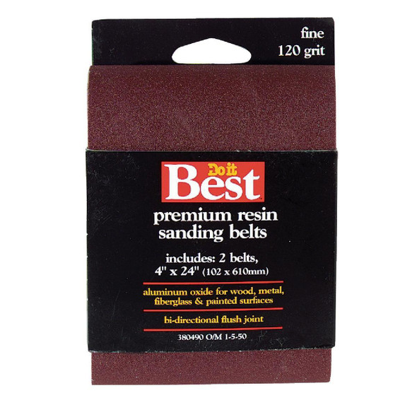 380490GA 4 In. x 24 In. 120 Grit Heavy-Duty Sanding Belt (2-Pack)