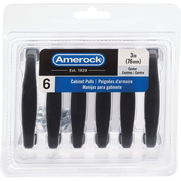 Amerock Everyday Basics Franklin 3 In. Matte Black Cabinet Pull (6-Pack) 6PK37050MB 248582