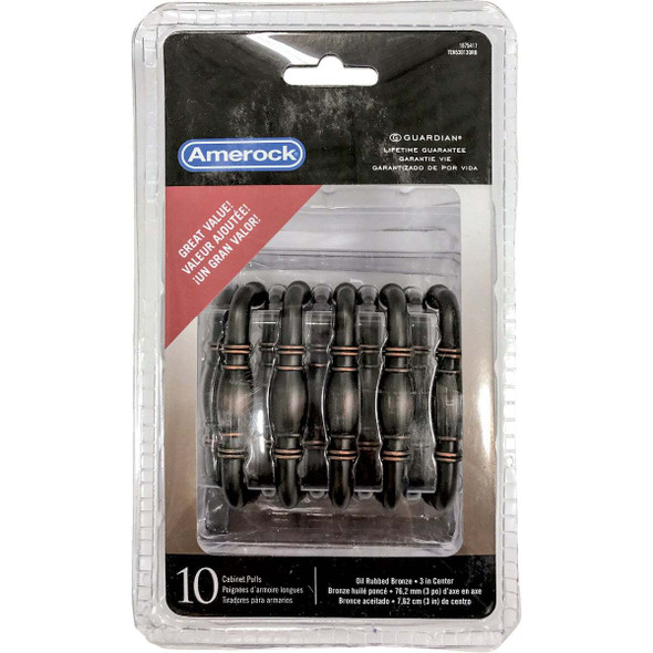 Amerock Granby 3 In. Oil-Rubbed Bronze Cabinet Drawer Pull (10-Pack) 1875417