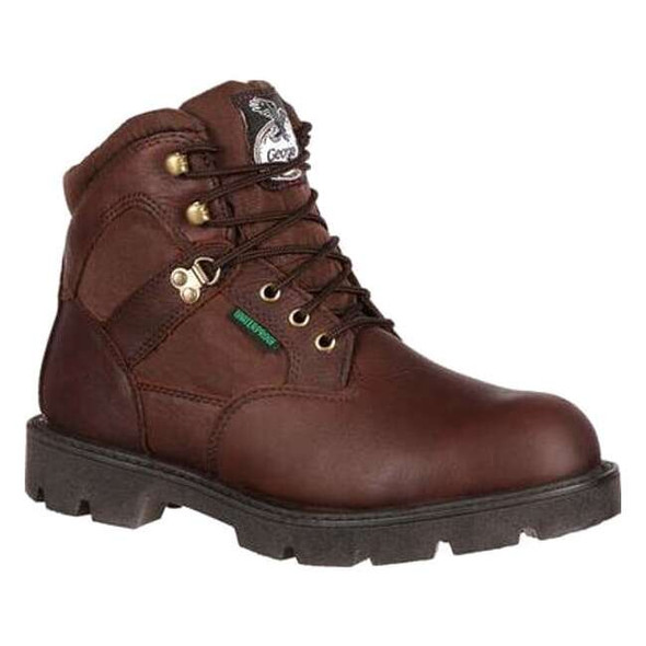 Men's Waterproof Work Boot, 9.5 M, Steel Toe, 6 in H, Brown, G105