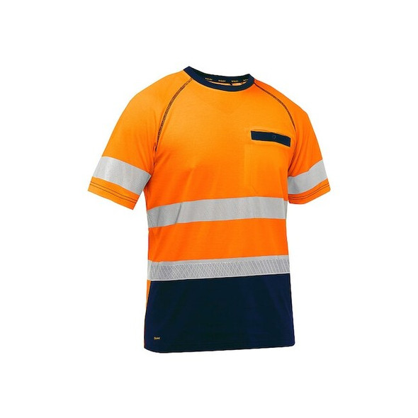Hi-Vis Short Sleeve T-Shirt, 2, R, Cotton, Polyester, Orange/Black, L
