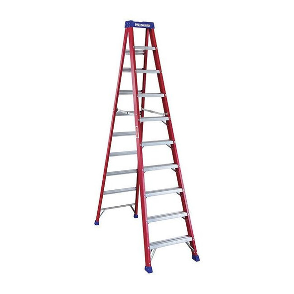 Westward 10 ft Fiberglass Stepladder, 300 lb Capacity 44YY61