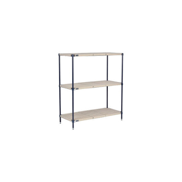 Nexel Nexelite 3 Shelf Vented Plastic Mat Shelving Unit Starter 72""W x 24""D x
