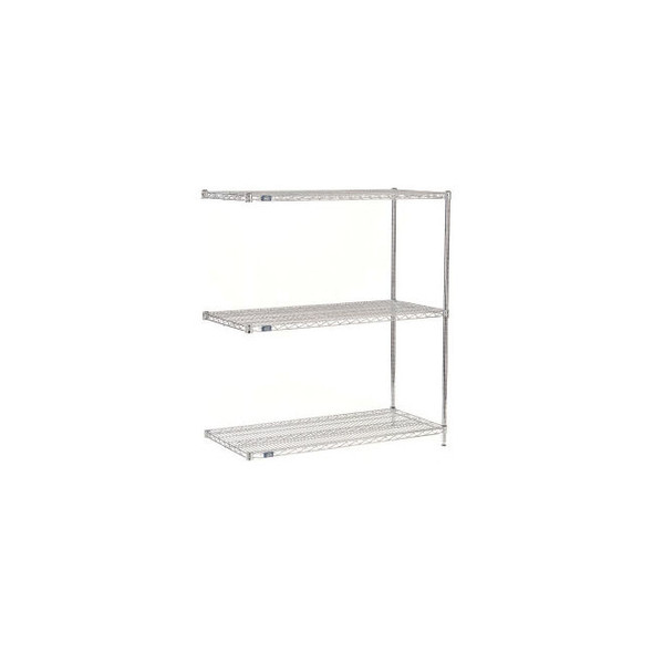 Nexel 3 Shelf Chrome Wire Shelving Unit Add On 72""W x 24""D x 54""H