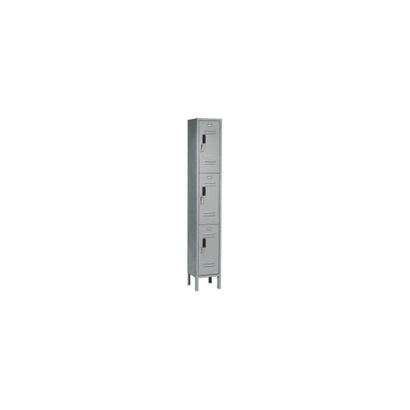 Global Industrial 3-Tier 3 Door Digital Locker 12""Wx15""Dx78""H Gray Unassemble