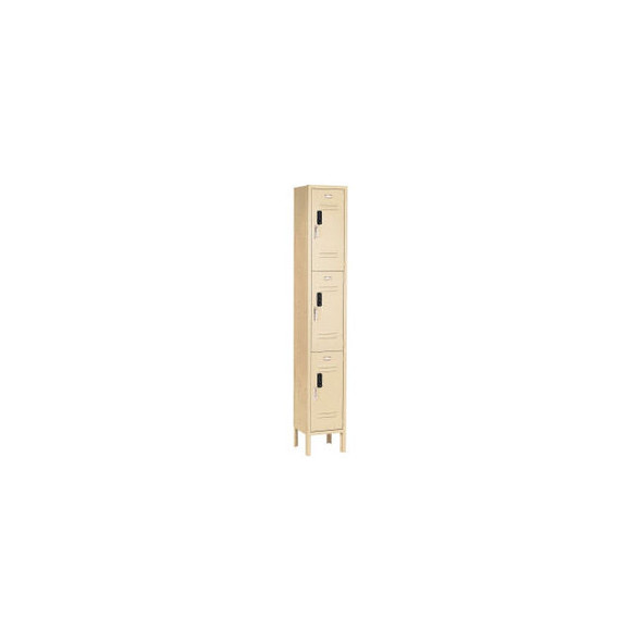 Global Industrial 3-Tier 3 Door Digital Locker 12""Wx15""Dx78""H Tan Unassembled
