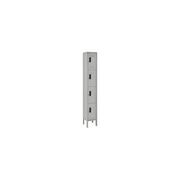Global Industrial 4-Tier 4 Door Digital Locker 12""Wx15""Dx78""H Gray Unassemble