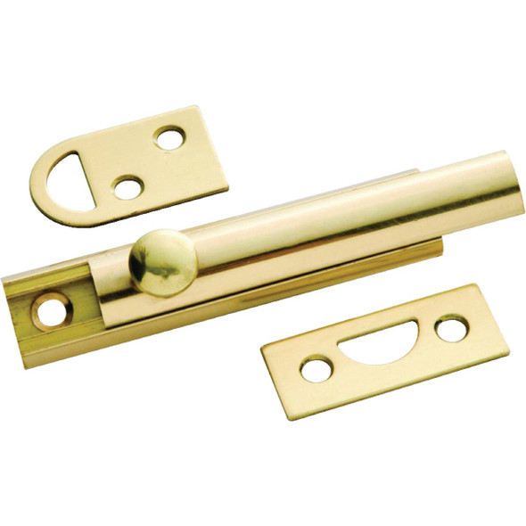 First Watch 3 In. Polished Brass Slide Mount Door Barrel Bolt 1849