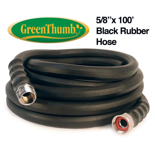 Green Thumb 5/8 In. Dia. x 100 Ft. Black Rubber Hot Water Garden Hose 8650GT-100
