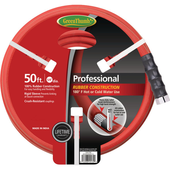 Green Thumb 5/8 In. Dia. x 50 Ft. Red Rubber Hot Water Garden Hose 8696GT-50