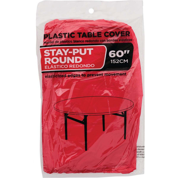 60 In. Red Stay-Put Round Table Cover WM00986341