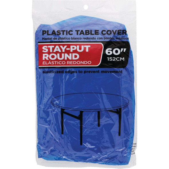 60 In. Royal Blue Stay-Put Round Table Cover WM00986619
